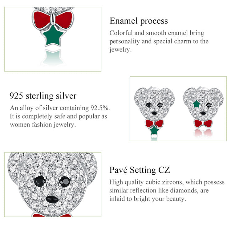 Compact Bear Hoop Earrings