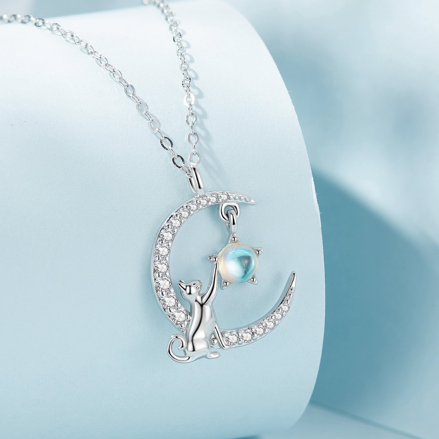 Cat and Moon Necklace