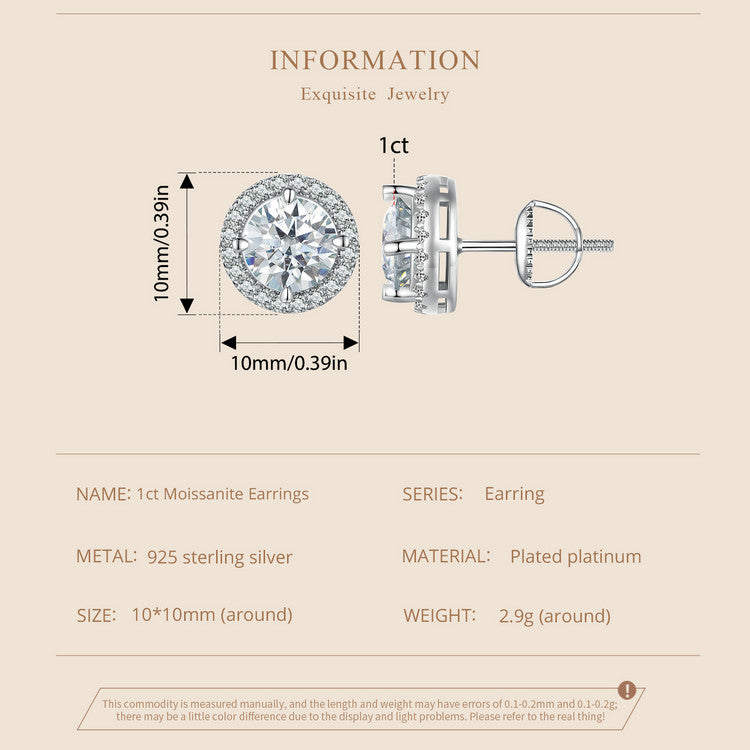 1ct Moissanite Studs