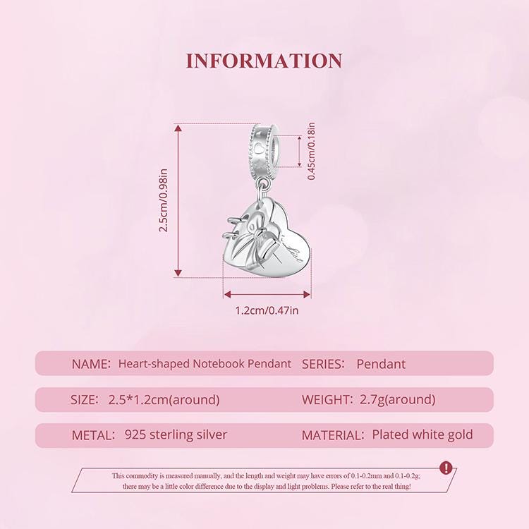 Love Notepad Pendant Charm