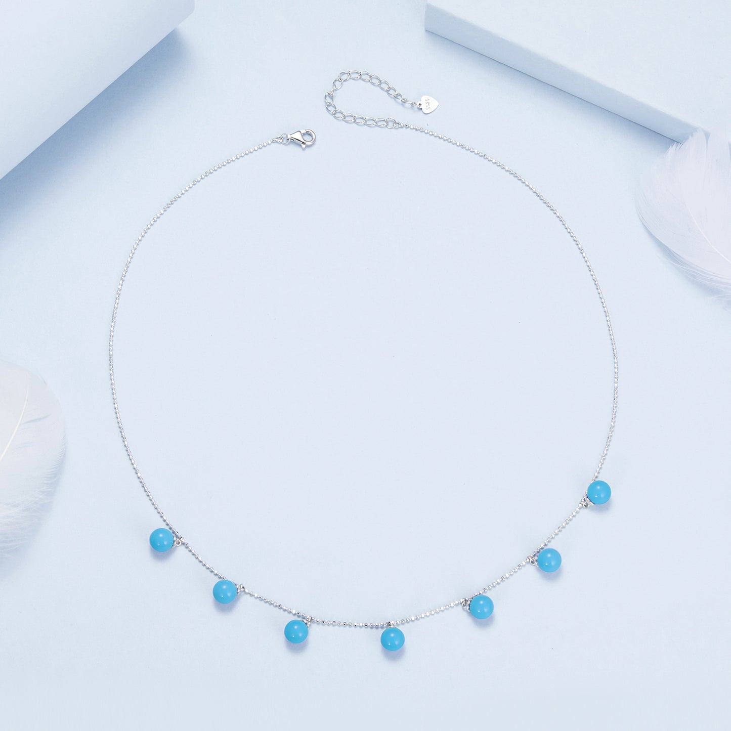 Blue Turquoise Collarbone Chain Necklace