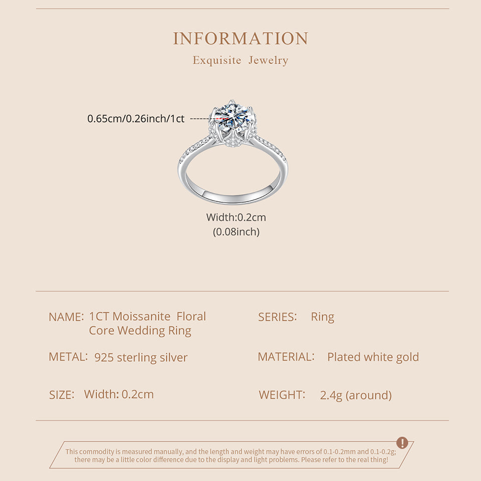 1CT Floral Moissanite Wedding Ring