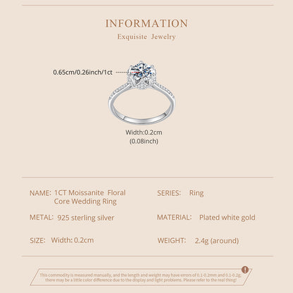 1CT Floral Moissanite Wedding Ring