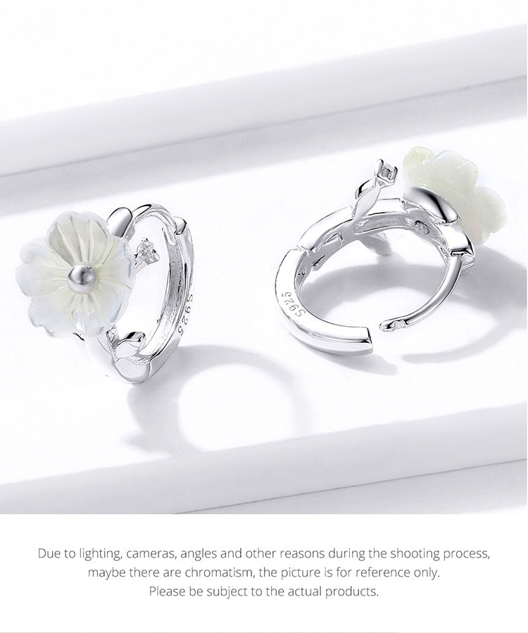 Mother-of-Pearl Floral Hoop Earrings