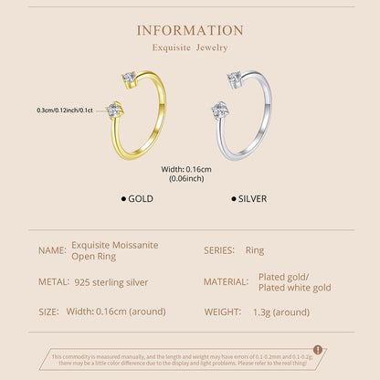 Elegant Moissanite Adjustable Ring - Gold