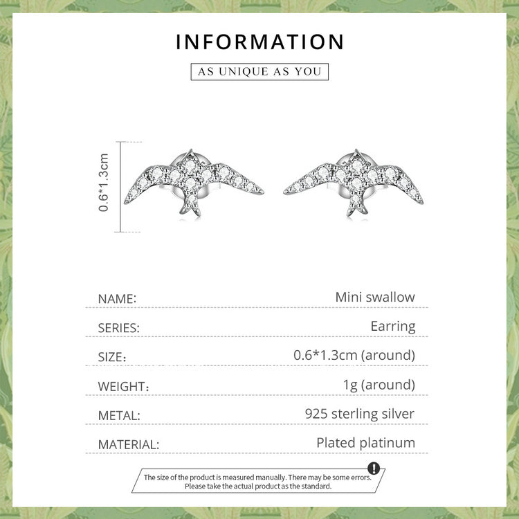Compact Swallow Stud Earrings