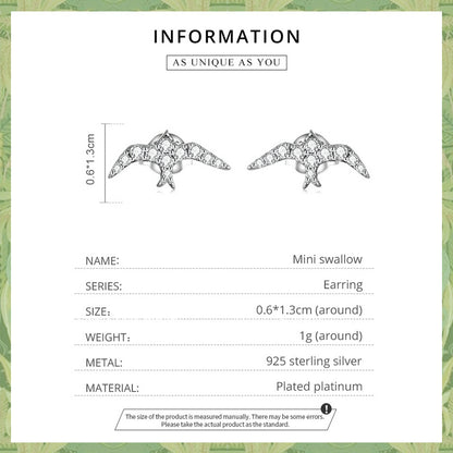 Compact Swallow Stud Earrings
