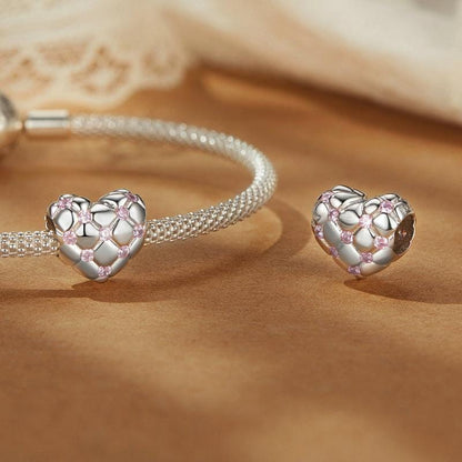 Love Heart Diamond pattern Bead Charm