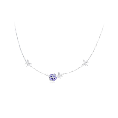 Adjustable Viola Flower Necklace