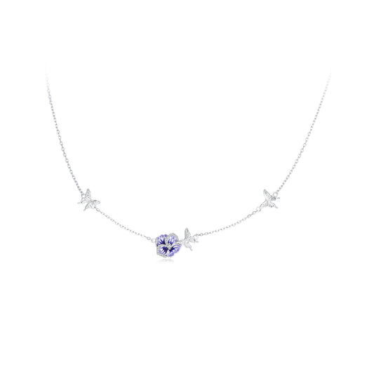 Adjustable Viola Flower Necklace