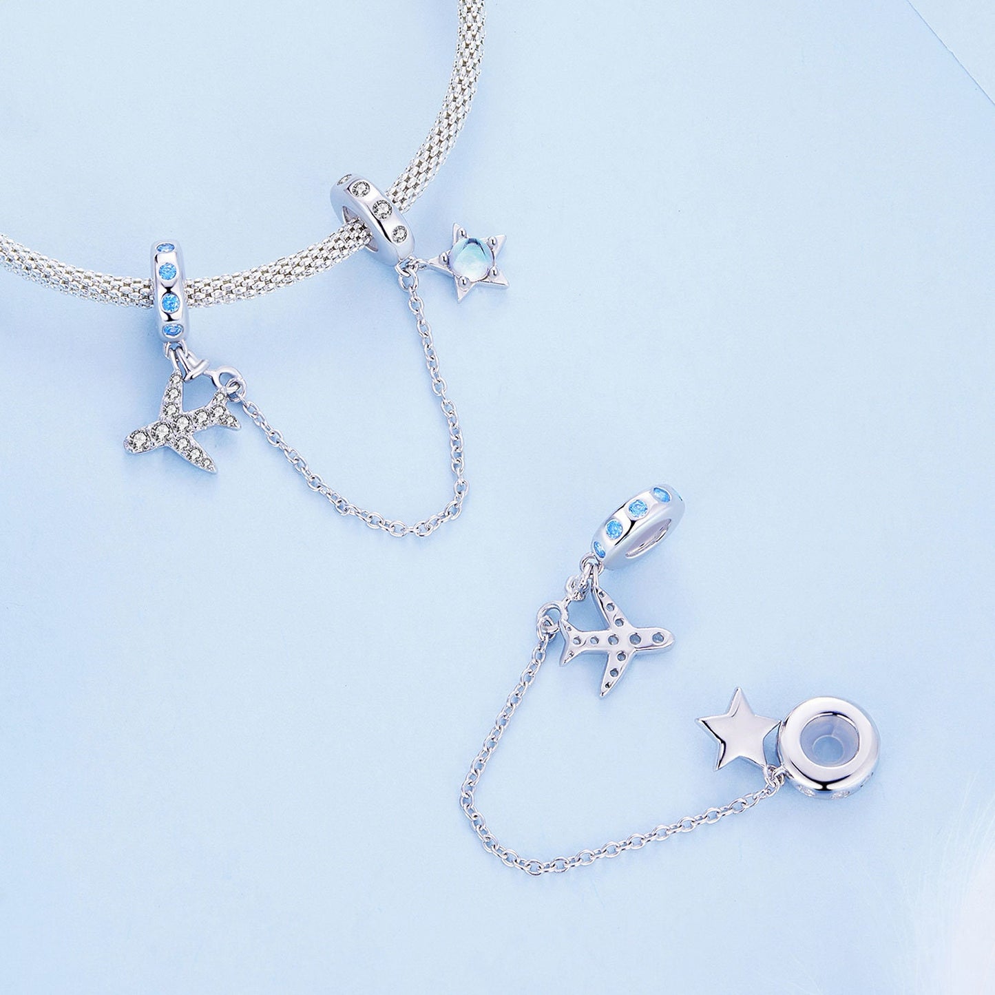 Plane & Star Safety Chain Charm