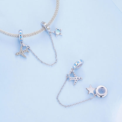 Plane & Star Safety Chain Charm