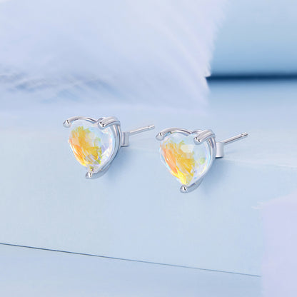 Heart-shaped Iridescent Glass Studs