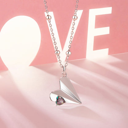 Jet Black Airplane Necklace
