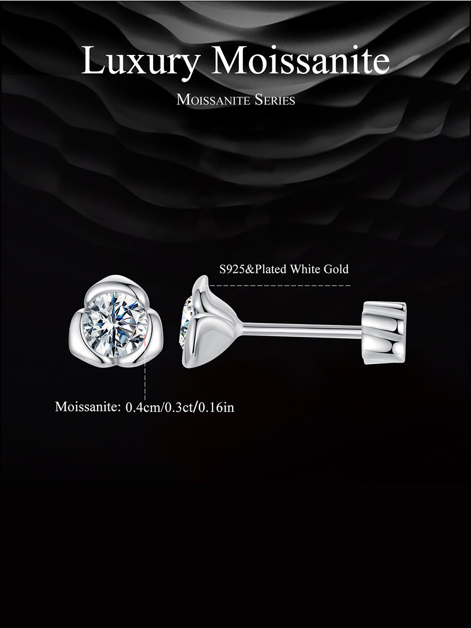 Rose Cut Moissanite Studs