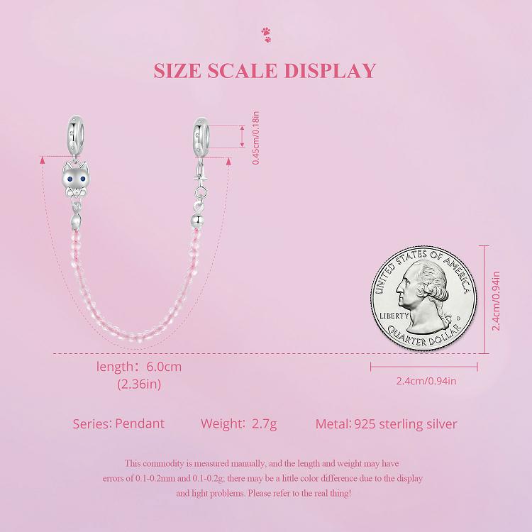 Pink Cat's Eye Safety Chain Charm