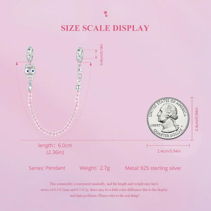 Pink Cat's Eye Safety Chain Charm