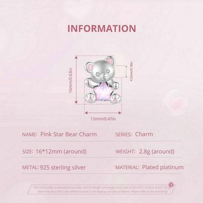 Pink Star Bear Charm
