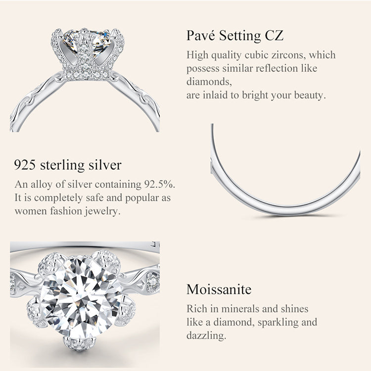Crown Design Moissanite Ring
