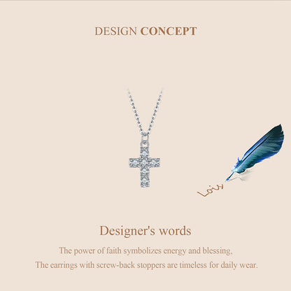Moissanite Cross Pendant Necklace