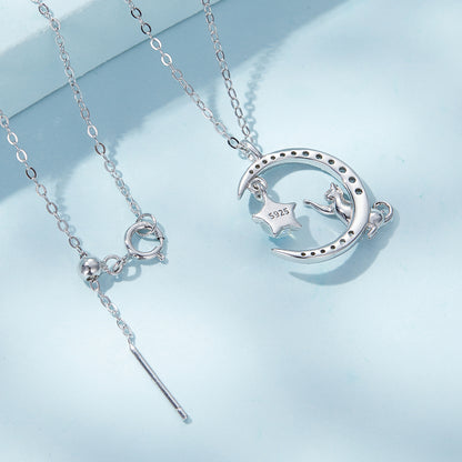Cat and Moon Necklace