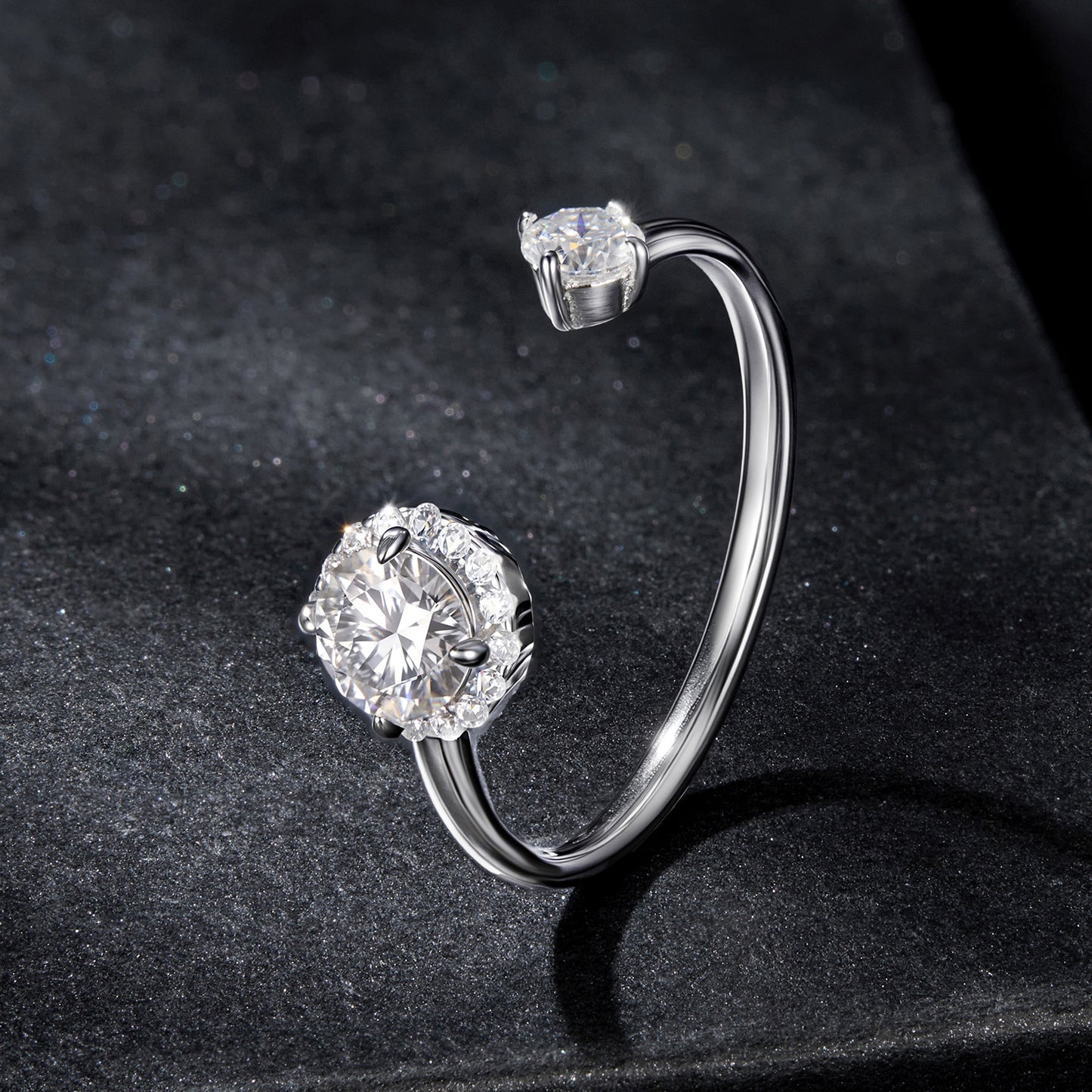 Sparkling Moissanite Adjustable Ring