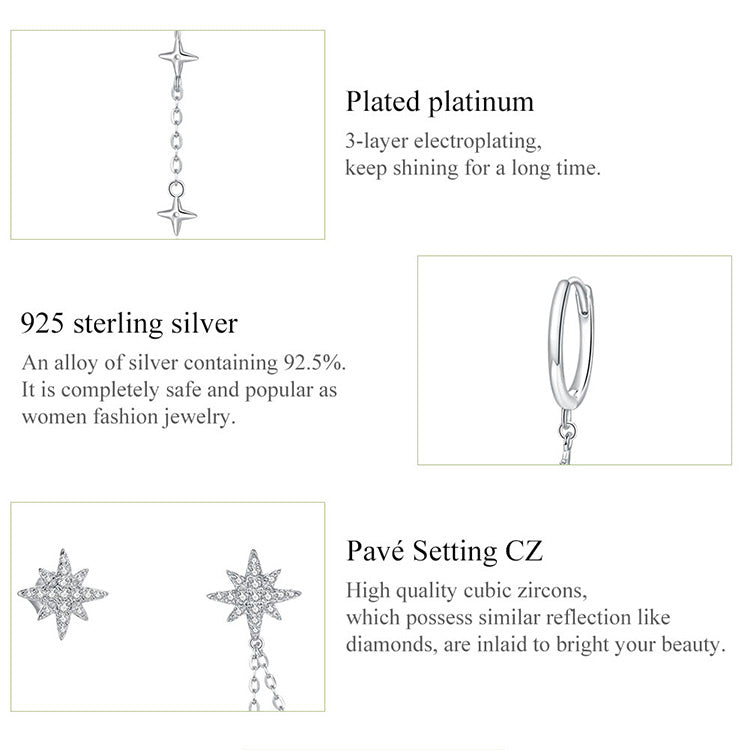 Gleaming Star Burst Hoop Earrings