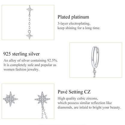Gleaming Star Burst Hoop Earrings