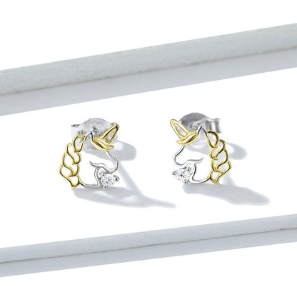Compact Unicorn Stud Earrings