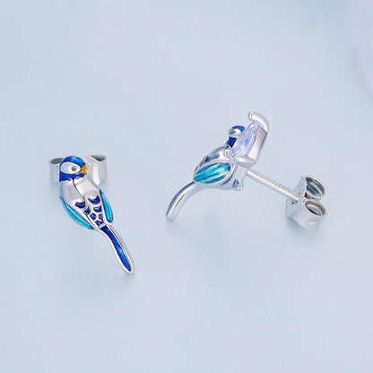 Compact Bird Stud Earrings