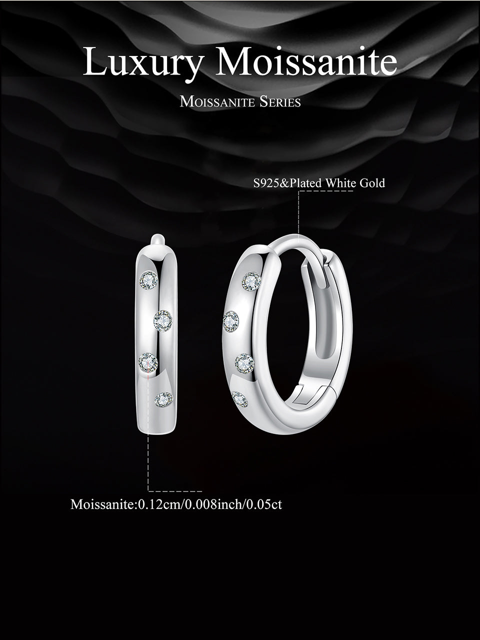 Bubble Design Moissanite Ear Climbers