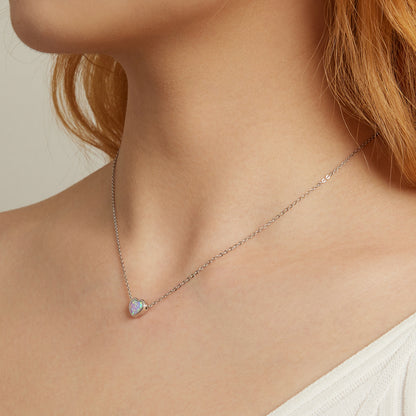 Opal Heart Pendant Necklace