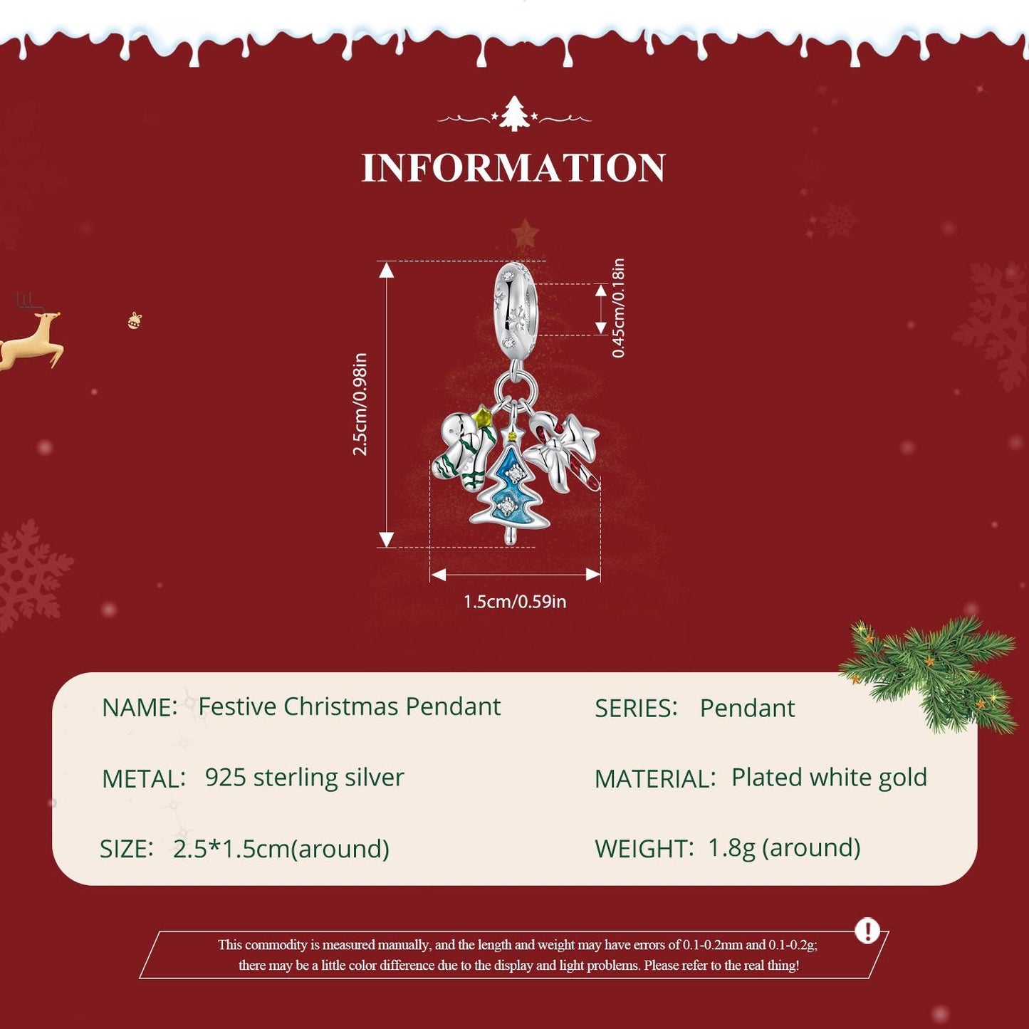 Festive Christmas Pendant Charm