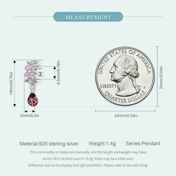 Flower Ladybug Spacer Bead Charm