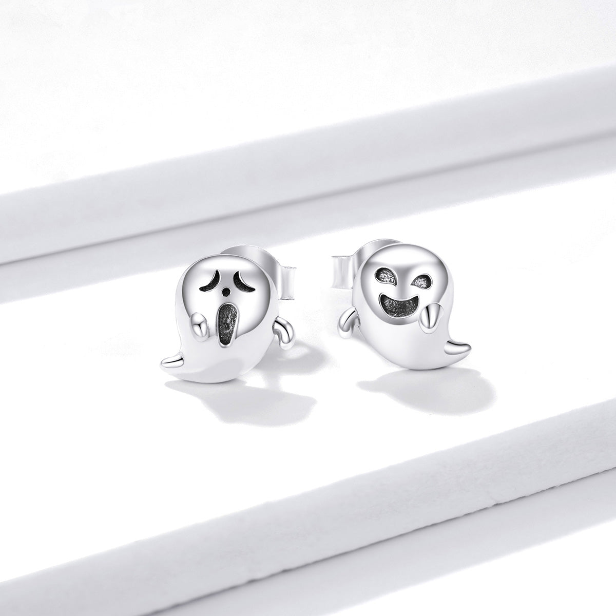 Compact Demon Ghost Hoop Earrings