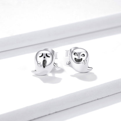 Compact Demon Ghost Hoop Earrings