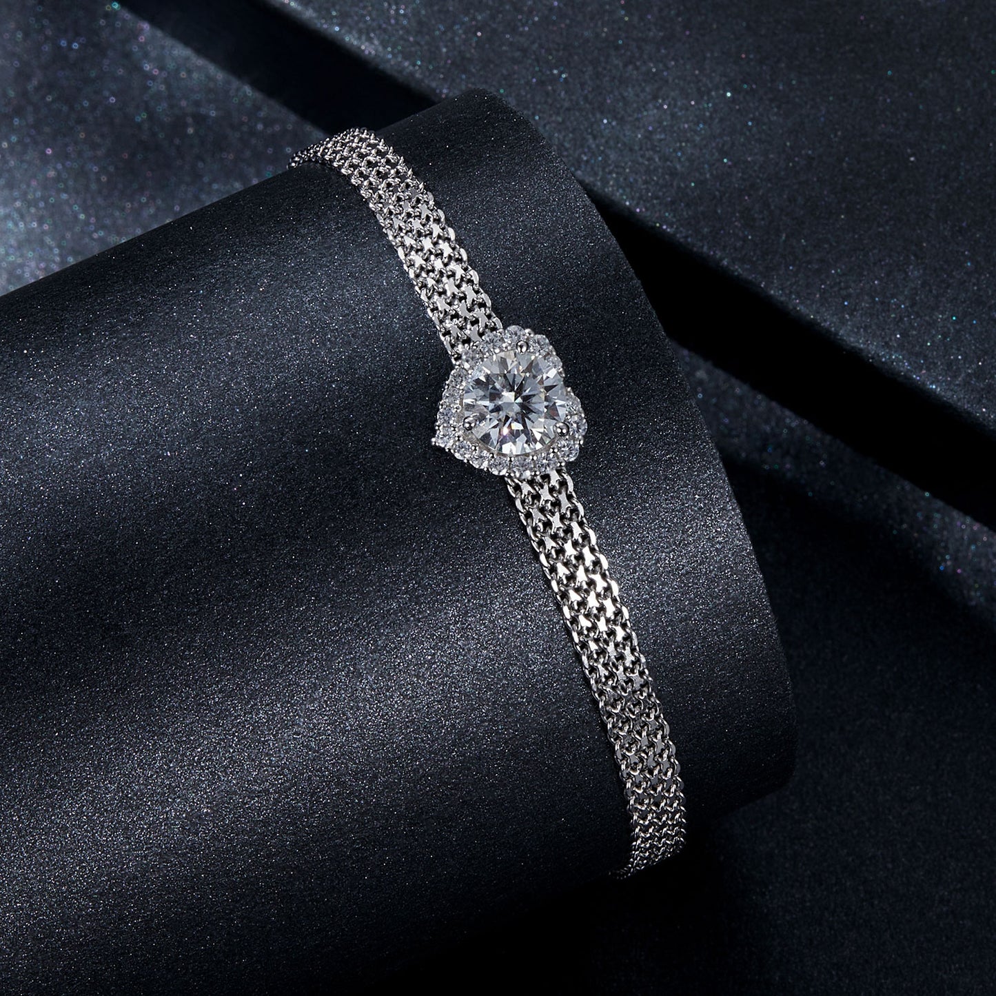 Woven Heart Moissanite Bracelet