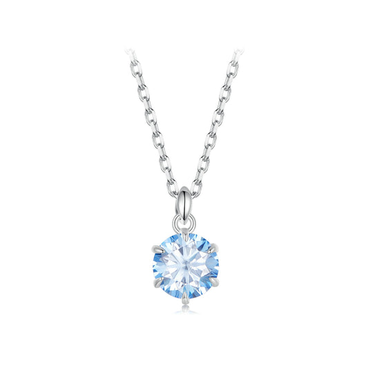 1ct Blue Moissanite Necklace