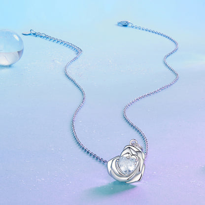 Heart and Rose Pendant Necklace