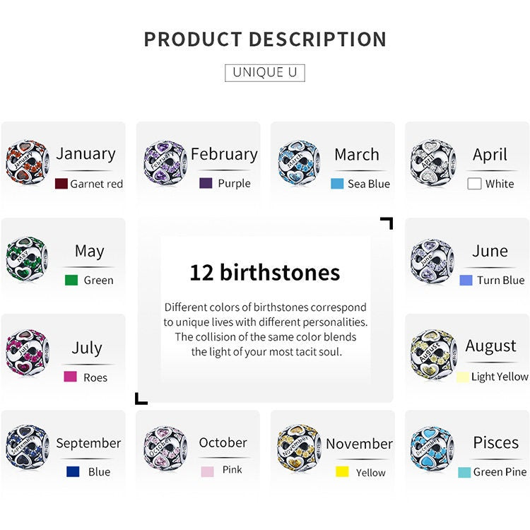 Infinity Love Birthstone Charm