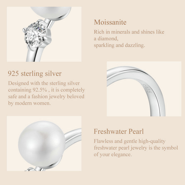 Natural Pearl Moissanite Ring