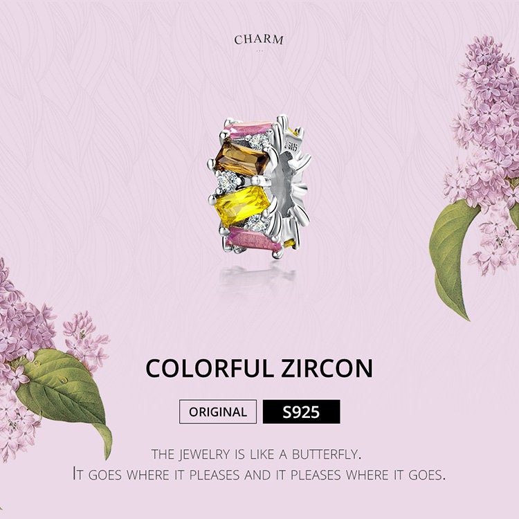 Colorful Zircom Spacer Charm