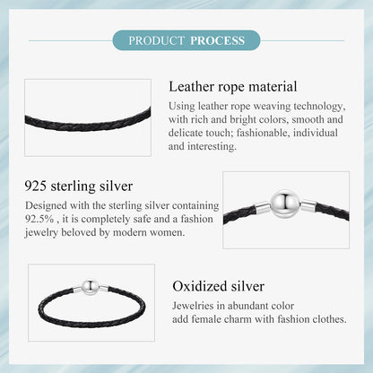 Beaded Clasp Leather Cord Bracelet