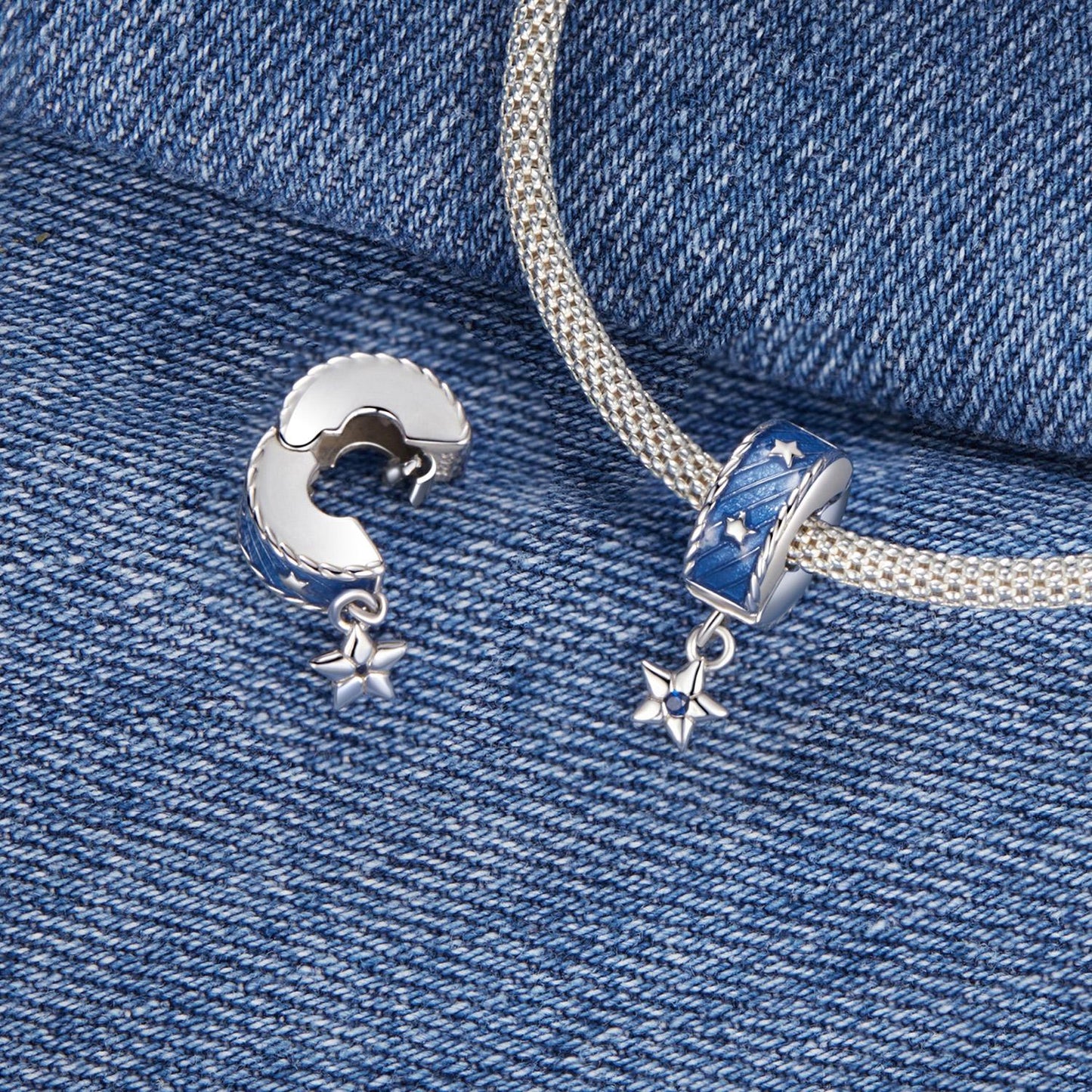 Denim Star Stopper Beads Charm
