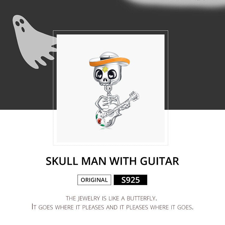 Halloween Theme Guitar Skull Charm