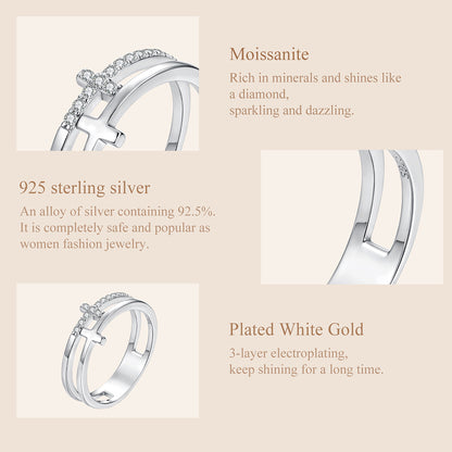 Double Cross Moissanite Ring