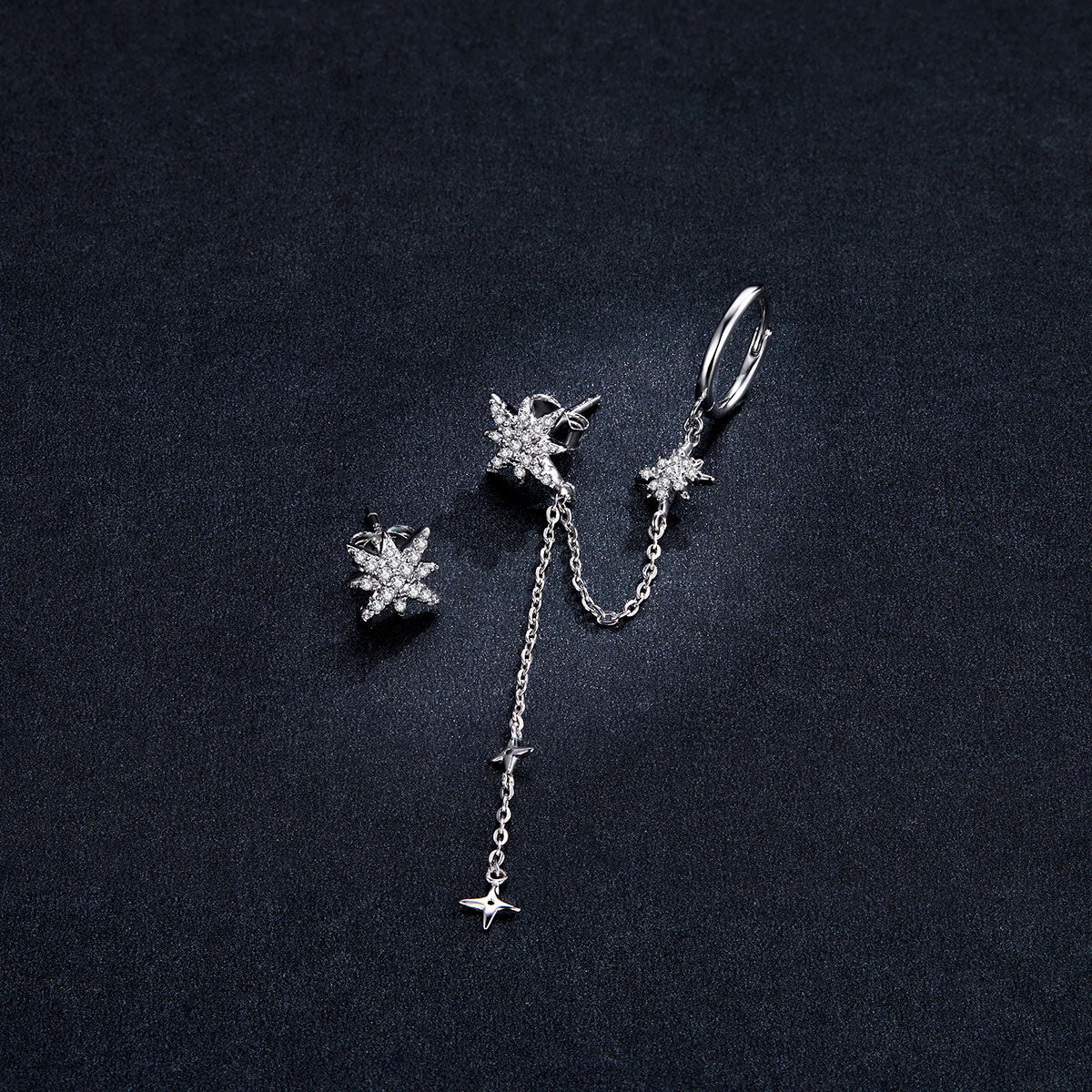 Gleaming Star Burst Hoop Earrings