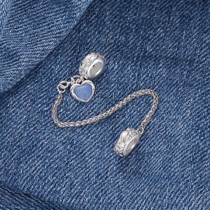 Denim Heart Safety Chain Charm