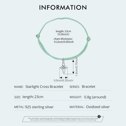 Celestial Cross Charm Cord Bracelet