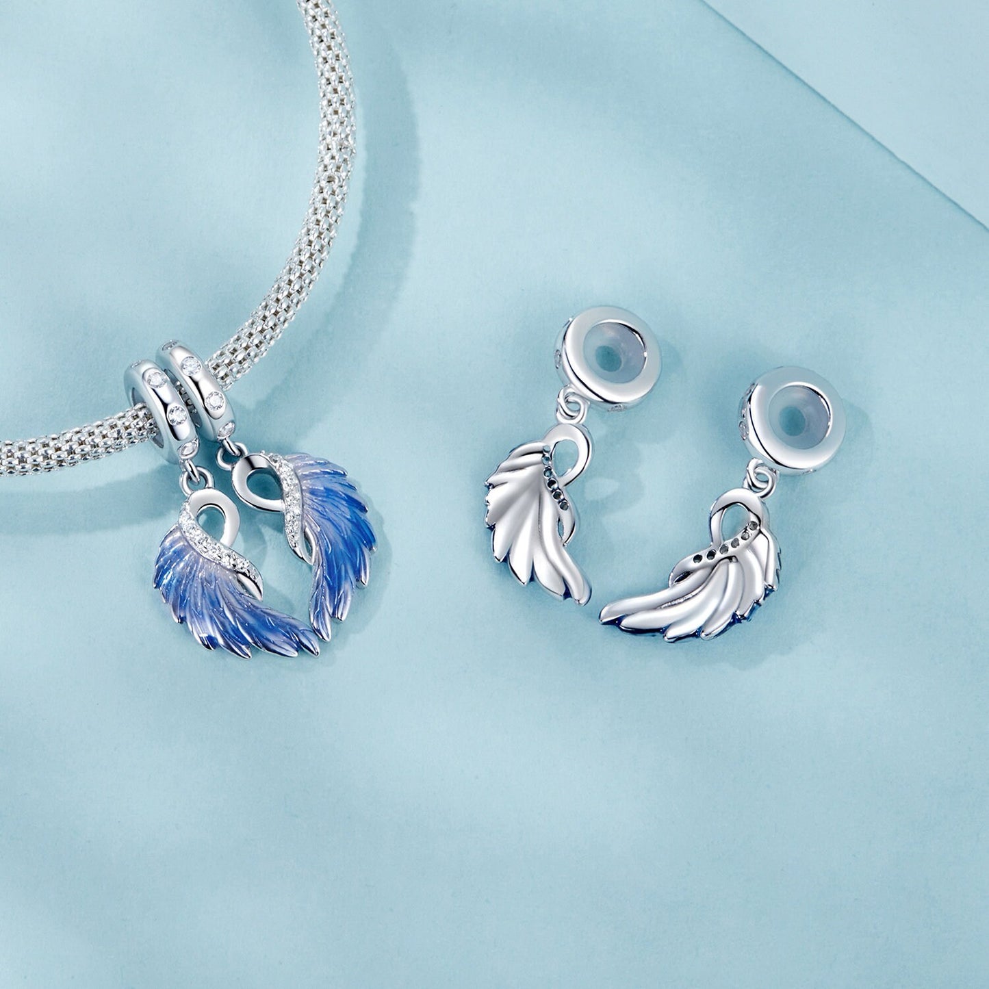 Blue Wings  Pendant Set Charm